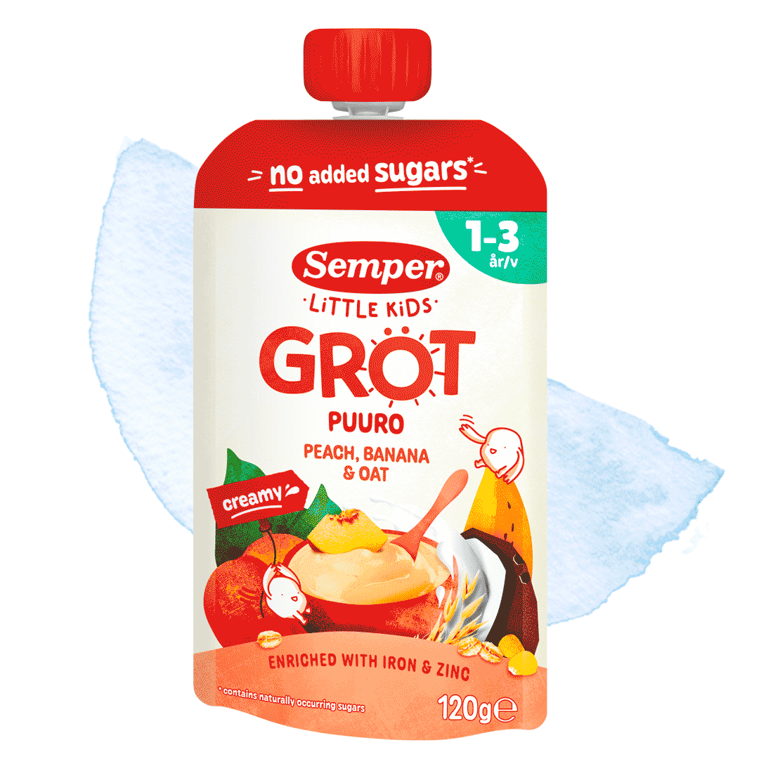 Little Kids spiseklar grøt med fersken, banan og havre